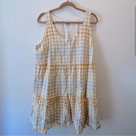 Madewell Dresses & Skirts - Womens Madewell Plaid Sleeveless Dress Colorful Yellow New NWT Size XL